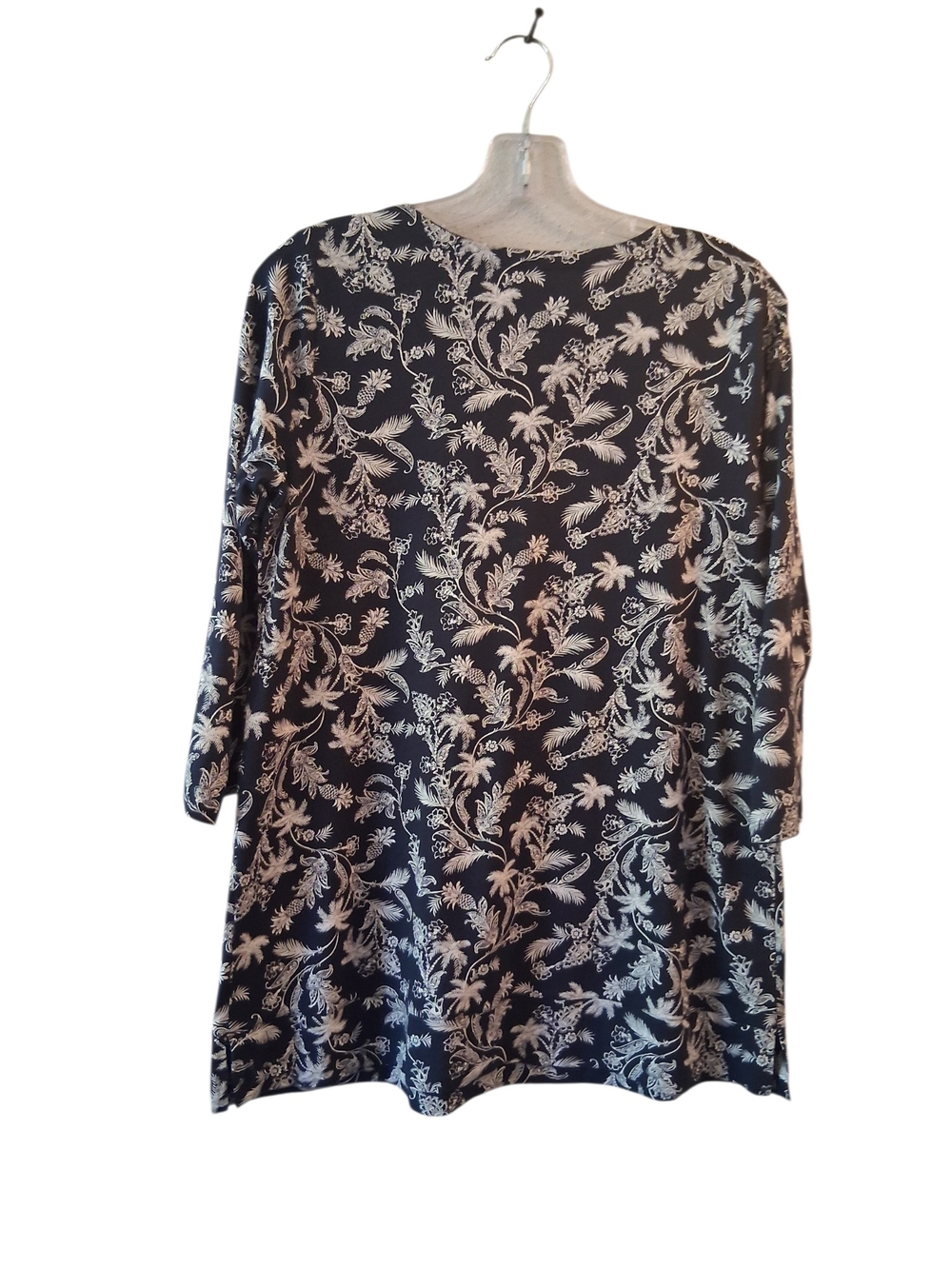 J. Jill Navy and Cream Flora Botanical Tunic Supima Cotton - Picture 3 of 4